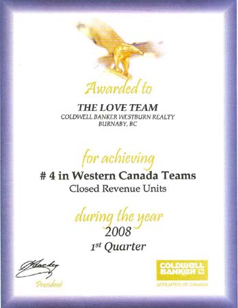 #4 Western Canada Teams - Closed Revenue Units 1st Quarter 2008