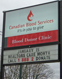 Blood Donation Sign
